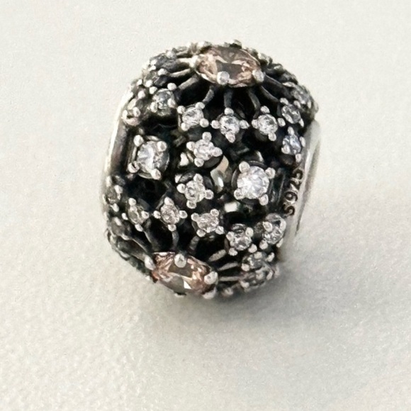 Pandora Inner Radiance Orange Champagne Clear CZ Sparkly Rare Retired Bead Charm - Picture 1 of 6
